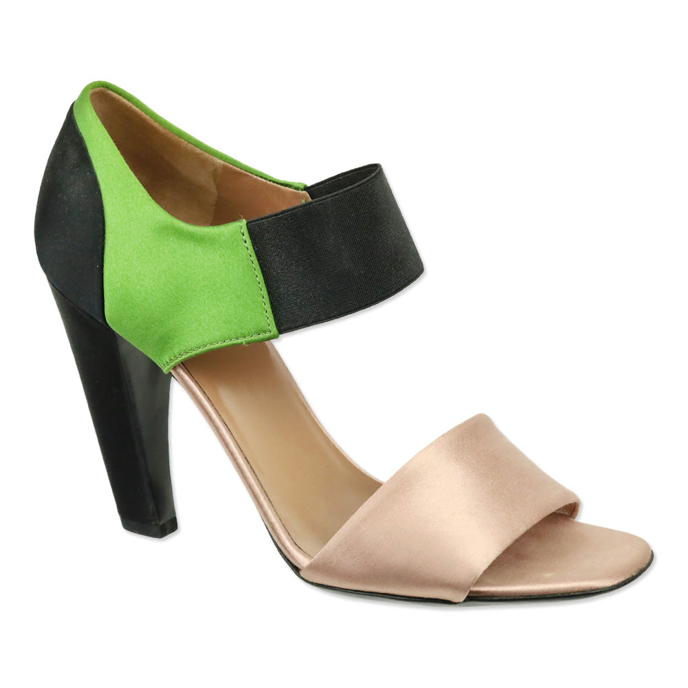 Prada F/W 2007 RTW Olive and Blush Satin Banana Heel Pump
