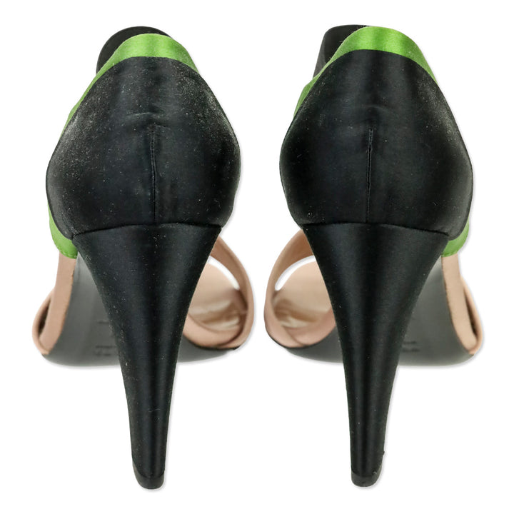 Prada F/W 2007 RTW Olive and Blush Satin Banana Heel Pump