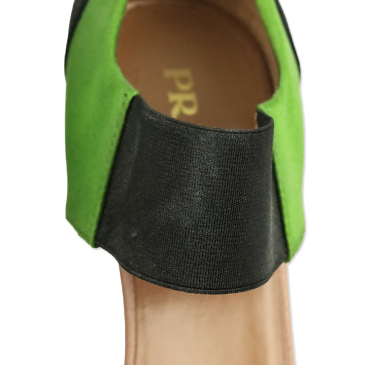 Prada F/W 2007 RTW Olive and Blush Satin Banana Heel Pump