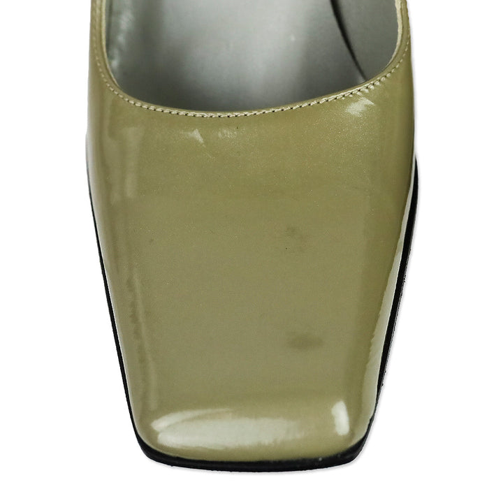 Prada Vintage F/W 1998 Olive Patent Leather Mary Jane Pumps