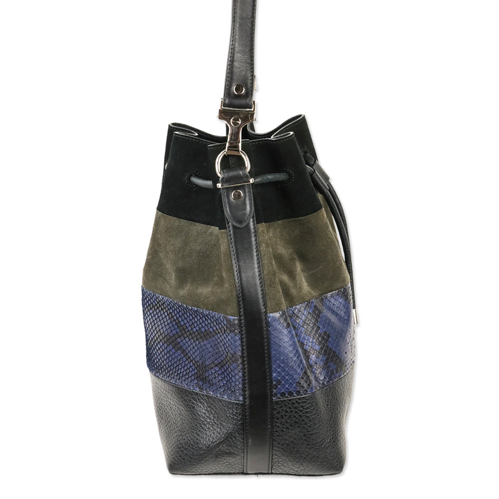 Proenza Schoulder Multi Patchwork Leather Medium Bucket Bag