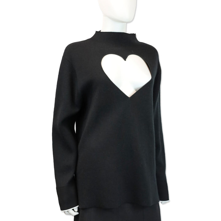 Proenza Schouler Black Cashmere Heart Cut-Out Turtleneck