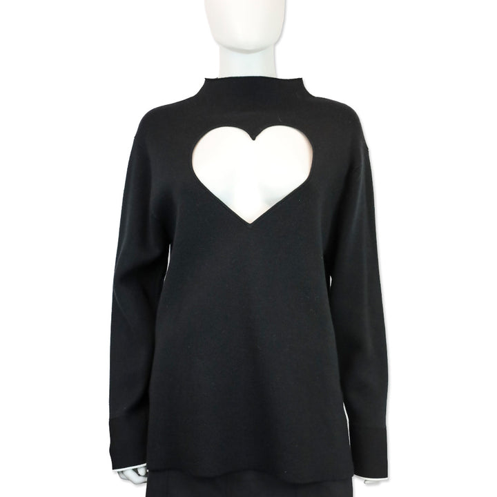 Proenza Schouler Black Cashmere Heart Cut-Out Turtleneck