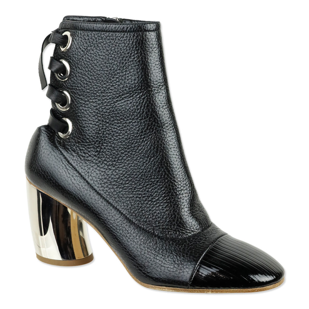 Proenza Schouler Black Leather 70 Eyelet Boots