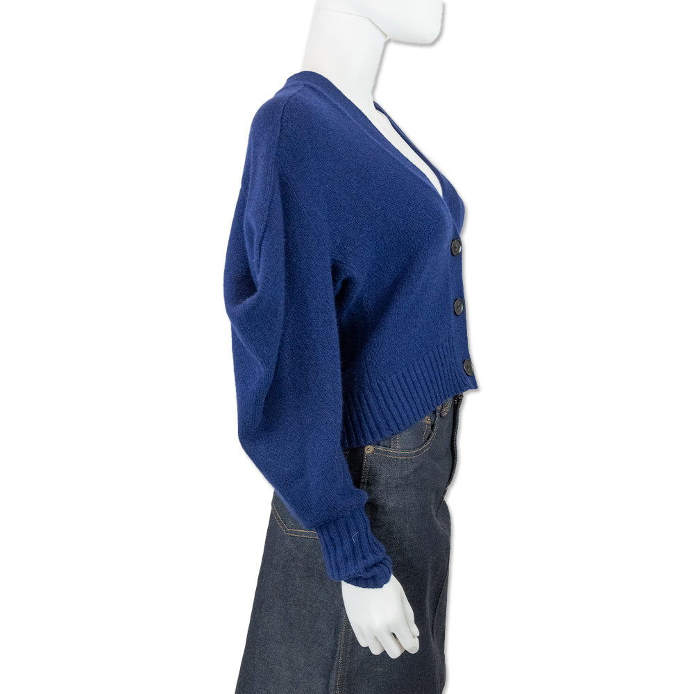 Proenza Schouler Blue Puff Shoulder Cashmere Cardigan