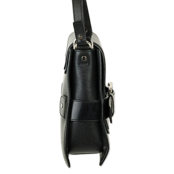 Proenza Schouler Buckle Trapeze Black Grained Leather Bag