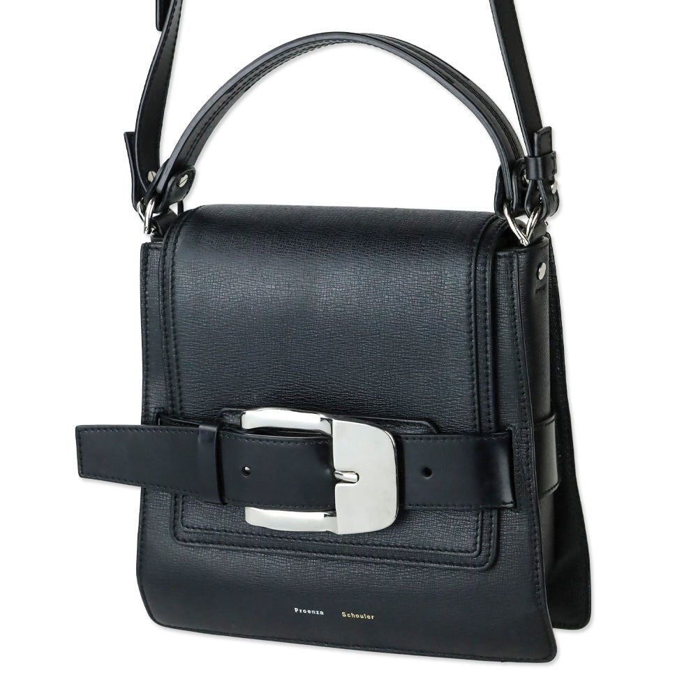 Proenza Schouler Buckle Trapeze Black Grained Leather Bag