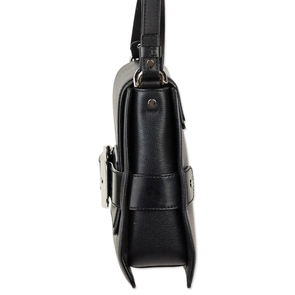 Proenza Schouler Buckle Trapeze Black Grained Leather Bag