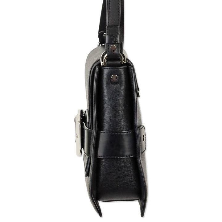 Proenza Schouler Buckle Trapeze Black Grained Leather Bag