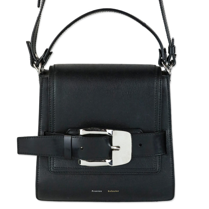 Proenza Schouler Buckle Trapeze Black Grained Leather Bag