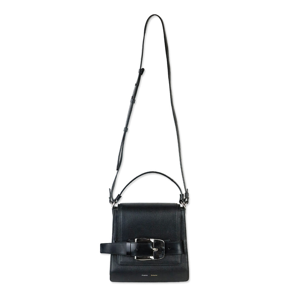 Proenza Schouler Buckle Trapeze Black Grained Leather Bag
