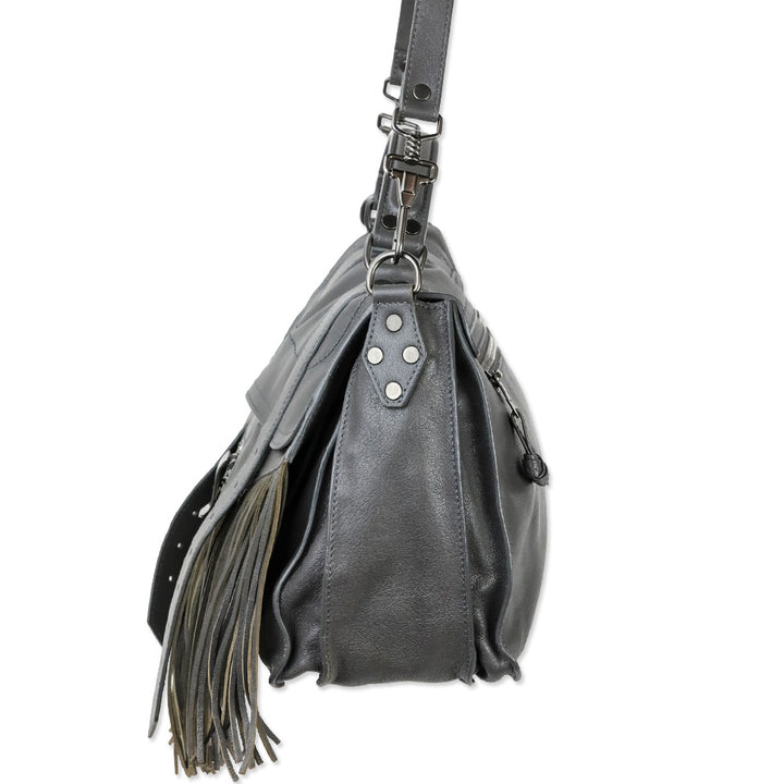 Proenza Schouler Dark Grey Leather Fringe Medium PS1 Satchel Bag