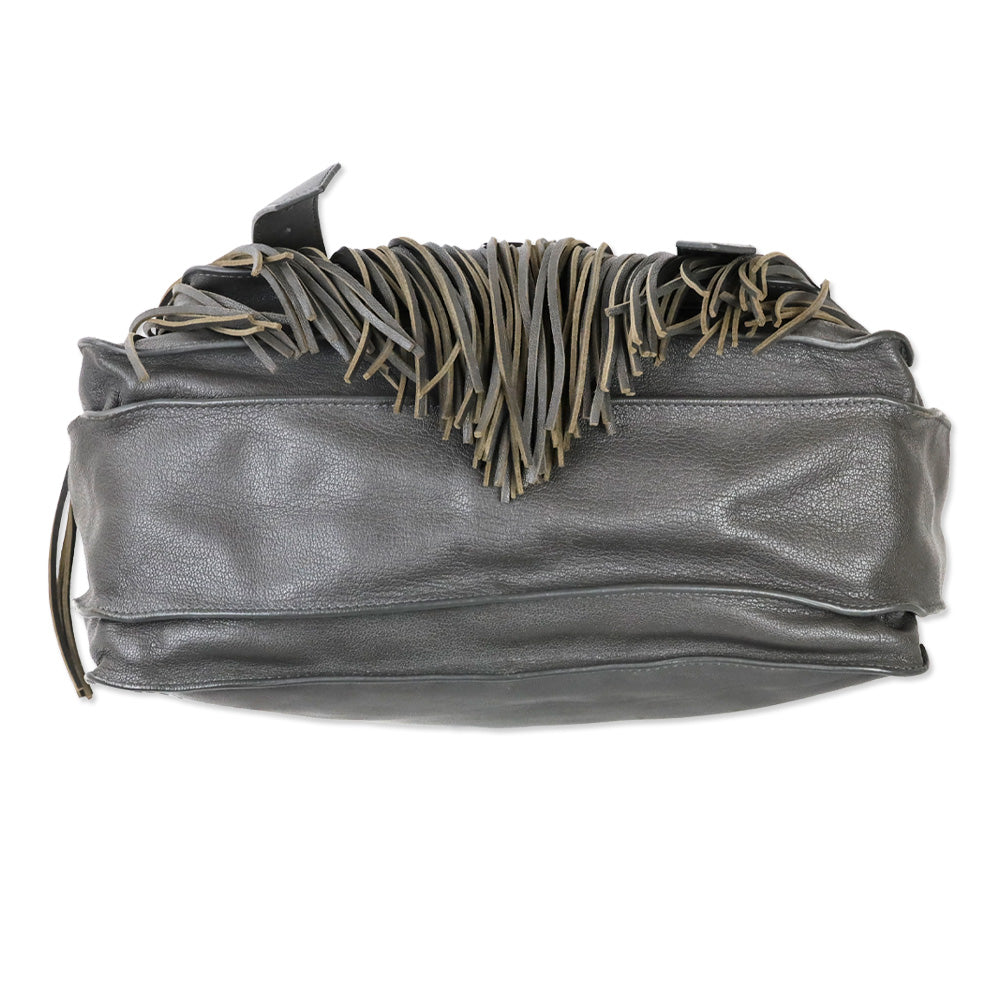 Proenza Schouler Dark Grey Leather Fringe Medium PS1 Satchel Bag