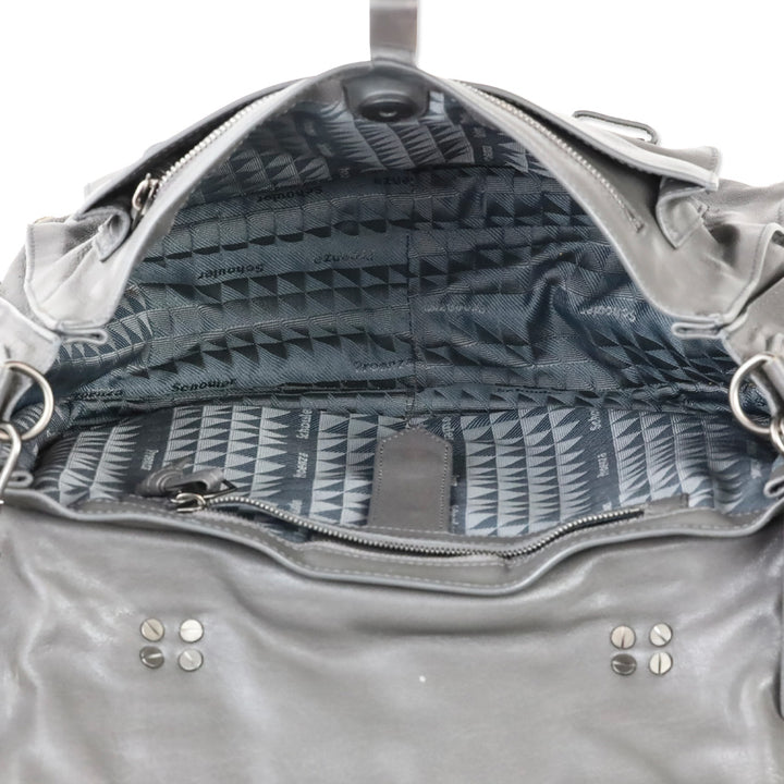 Proenza Schouler Dark Grey Leather Fringe Medium PS1 Satchel Bag