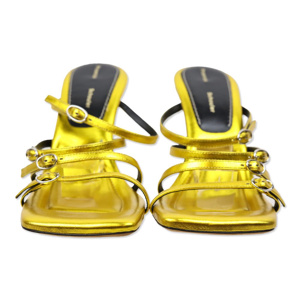 Proenza Schouler Metallic Gold Nappa Buckle Square Sandals 90mm