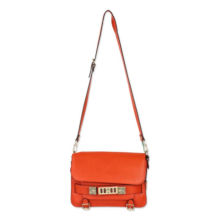 Proenza Schouler Orange Crosshatch Leather Mini PS11 Classic Shoulder Bag