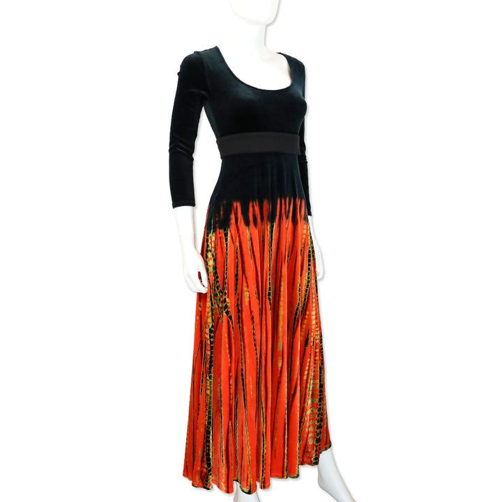 Proenza Schouler Tie-Dye Ombre Velvet Scoop Neck Long Sleeve Maxi Dress