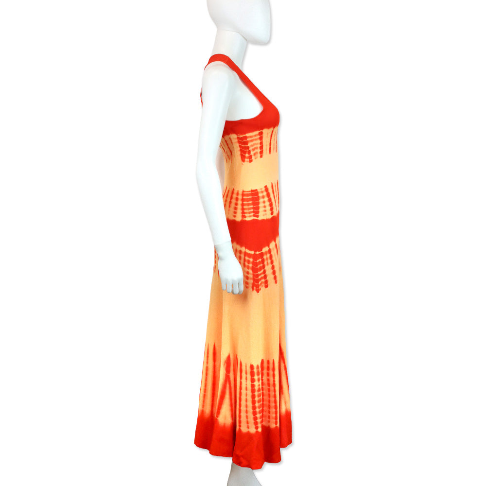 Proenza Schouler Viscose Knit Orange Multi Tie Dye Dress