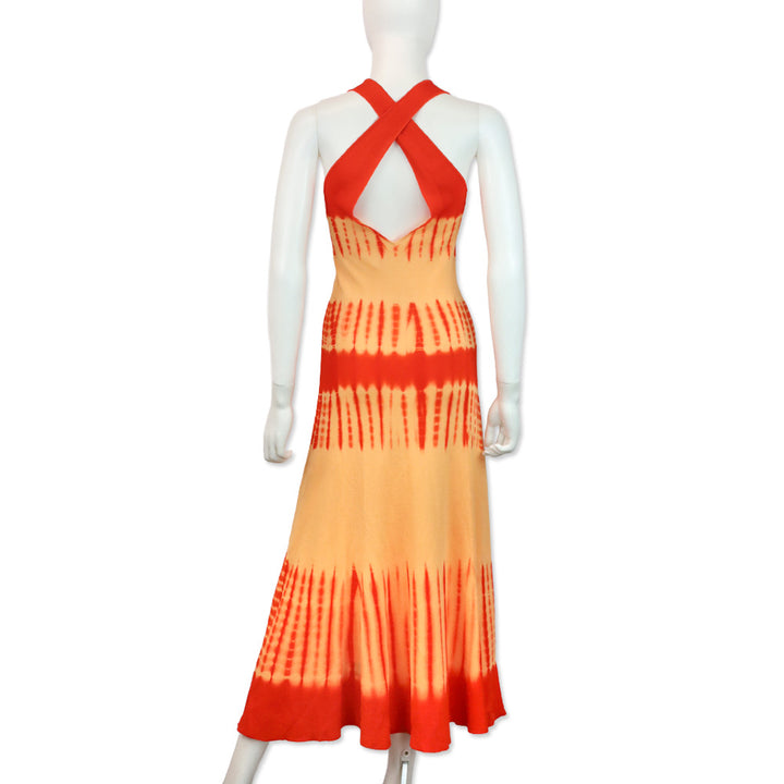 Proenza Schouler Viscose Knit Orange Multi Tie Dye Dress