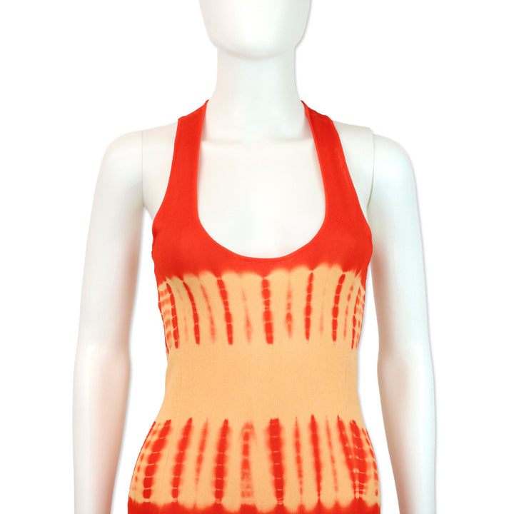 Proenza Schouler Viscose Knit Orange Multi Tie Dye Dress