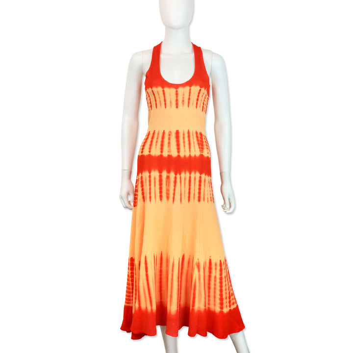 Proenza Schouler Viscose Knit Orange Multi Tie Dye Dress