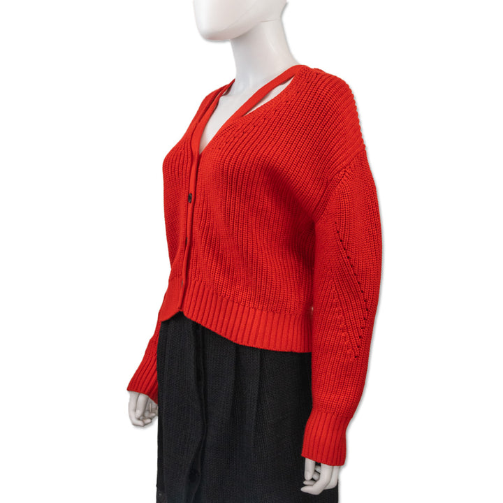 Proenza Schouler White Label Red Chunky Knit Cardigan