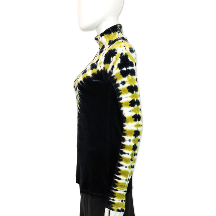 Proenza Schouler Re Edition 2018 Black/Mustard Yellow Tie Dye Velvet Turtleneck Top