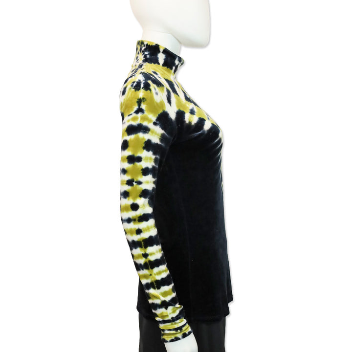 Proenza Schouler Re Edition 2018 Black/Mustard Yellow Tie Dye Velvet Turtleneck Top