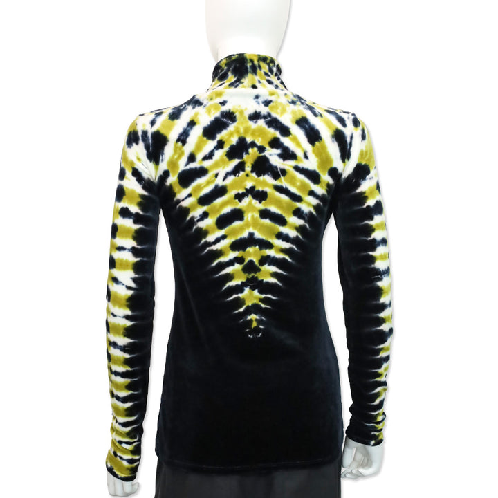 Proenza Schouler Re Edition 2018 Black/Mustard Yellow Tie Dye Velvet Turtleneck Top