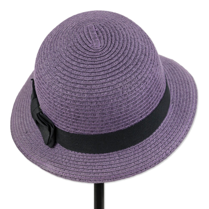 Purple Small Round Straw Hat