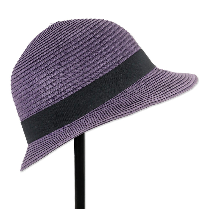 Purple Small Round Straw Hat