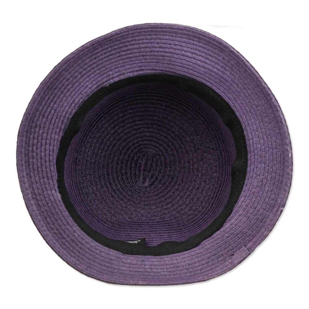Purple Small Round Straw Hat
