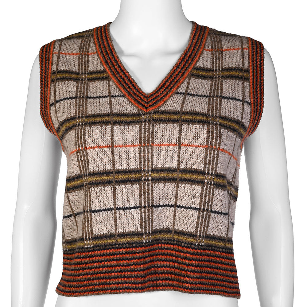RE/DONE Plaid Knit Sweater Vest