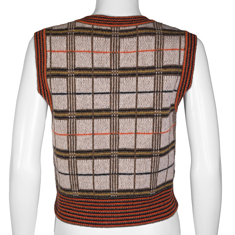 RE/DONE Plaid Knit Sweater Vest