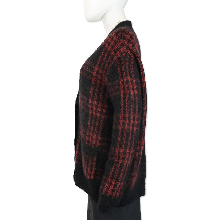 RE/DONE Black/Burgundy Plaid 90's Oversized Cardigan