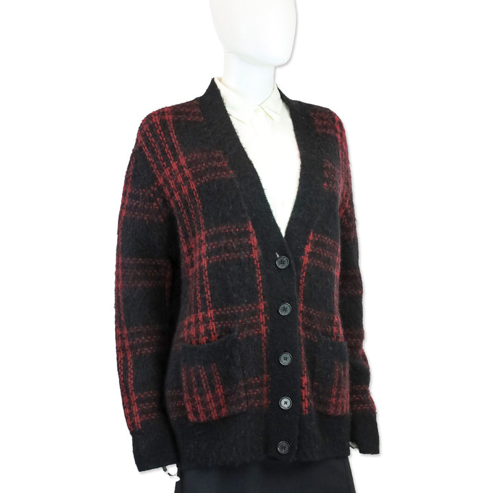 RE/DONE Black/Burgundy Plaid 90's Oversized Cardigan