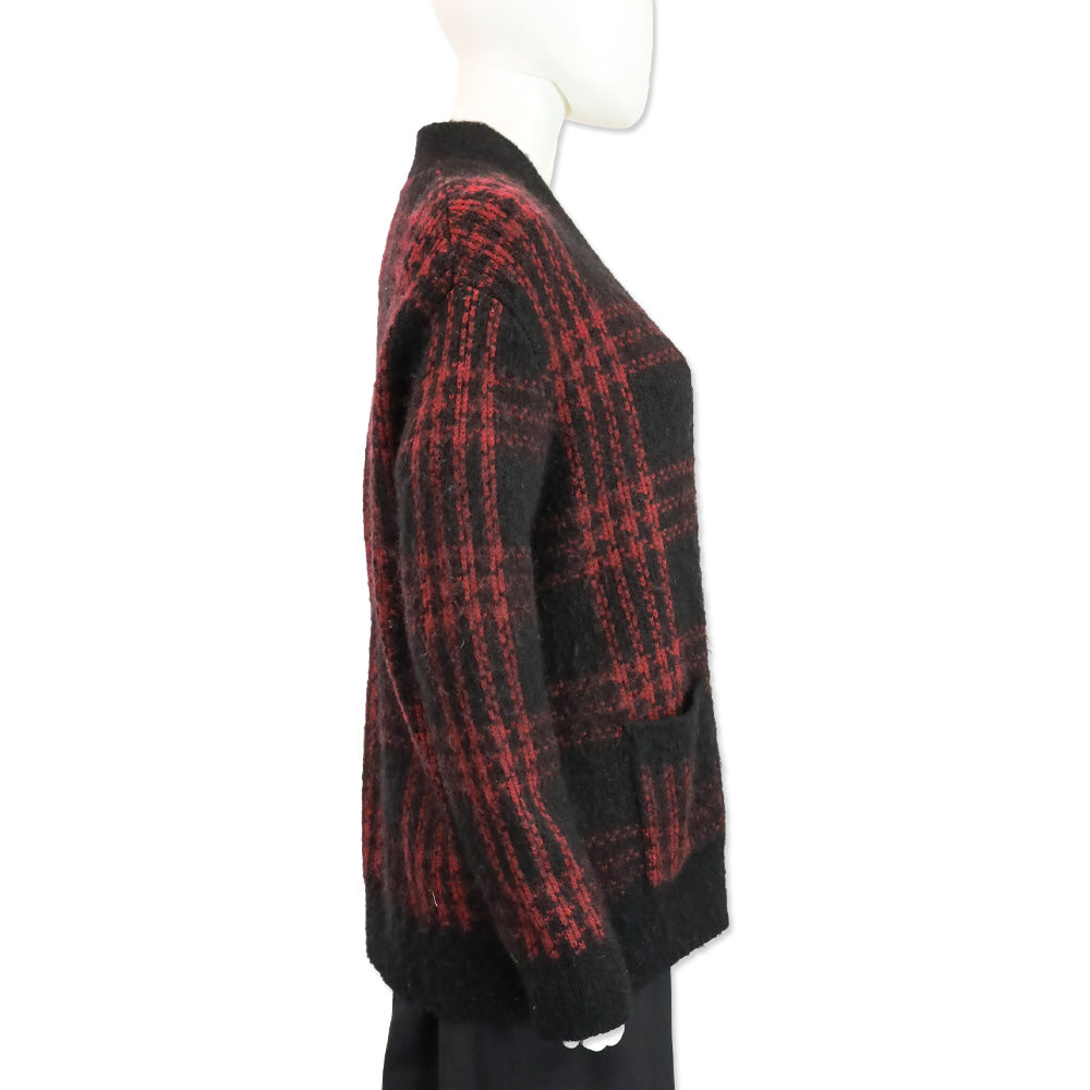 RE/DONE Black/Burgundy Plaid 90's Oversized Cardigan