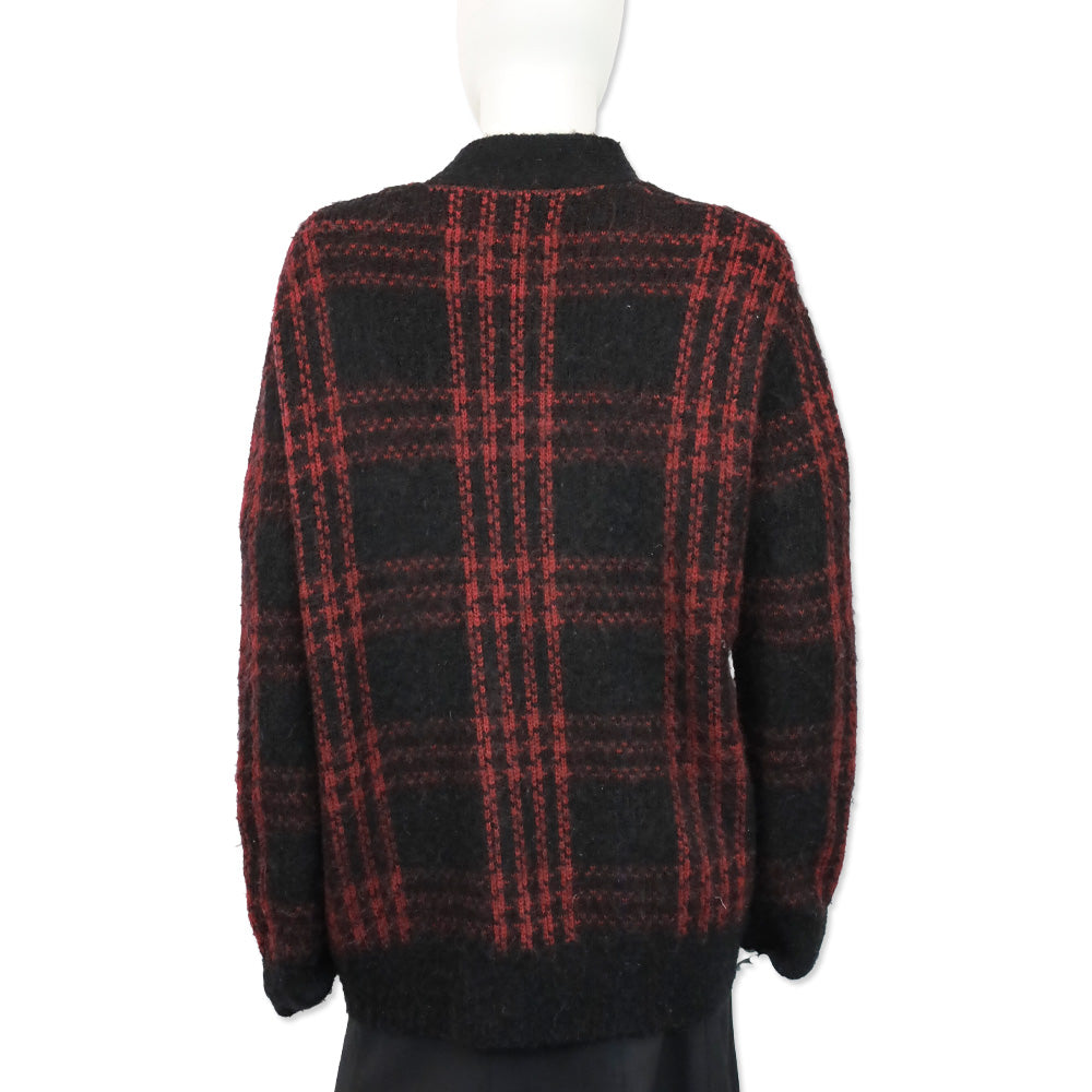 RE/DONE Black/Burgundy Plaid 90's Oversized Cardigan