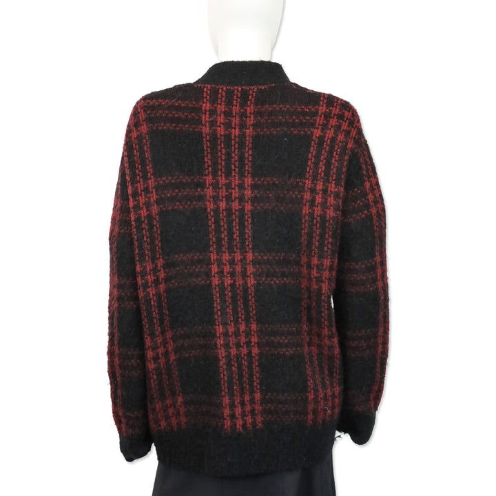 RE/DONE Black/Burgundy Plaid 90's Oversized Cardigan