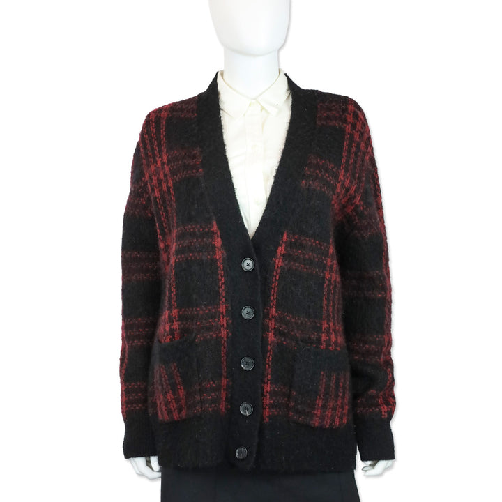 RE/DONE Black/Burgundy Plaid 90's Oversized Cardigan