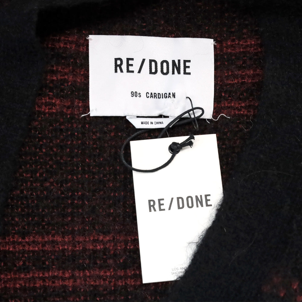 RE/DONE Black/Burgundy Plaid 90's Oversized Cardigan