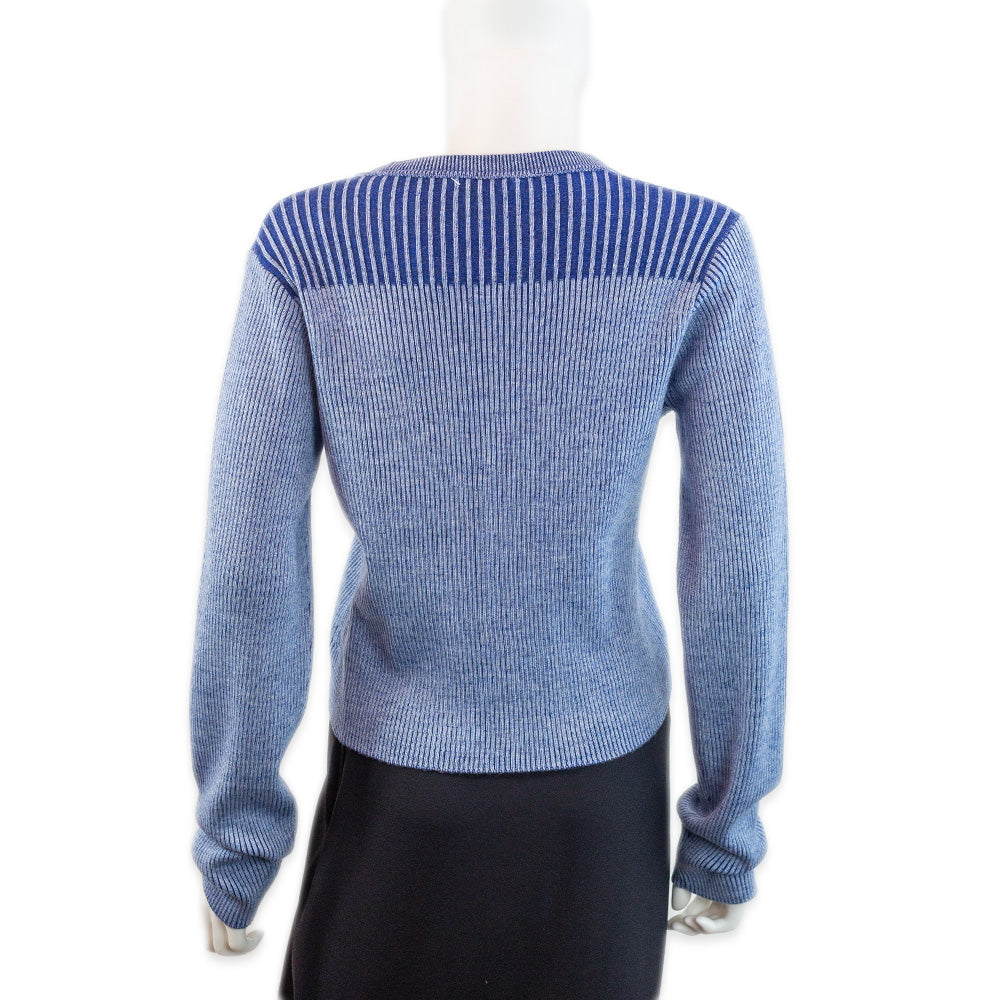 RE/DONE Blue Tonal Rib-Knit Wool Cardigan