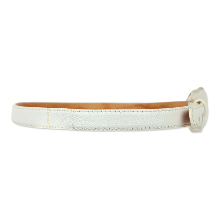 RH Milano White Crocodile Leather Belt with Wrapped Buckle