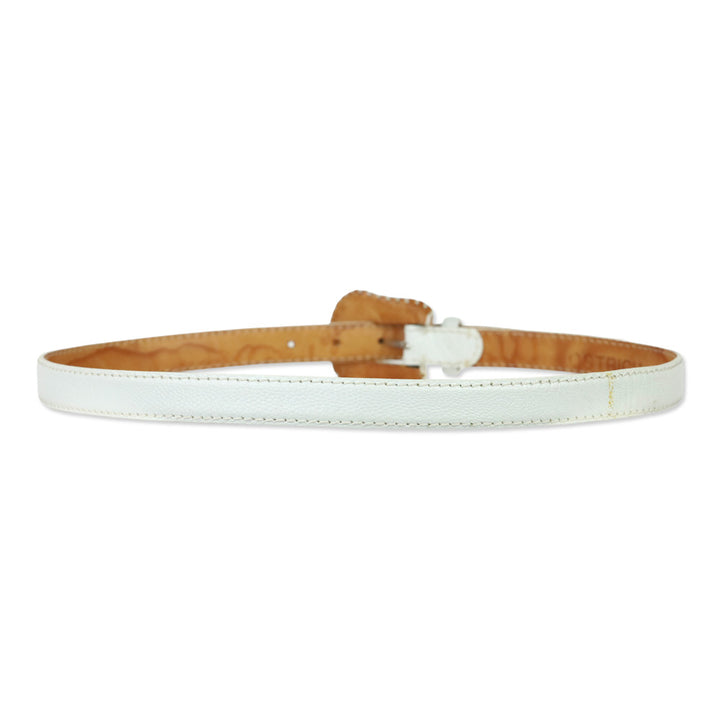 RH Milano White Crocodile Leather Belt with Wrapped Buckle
