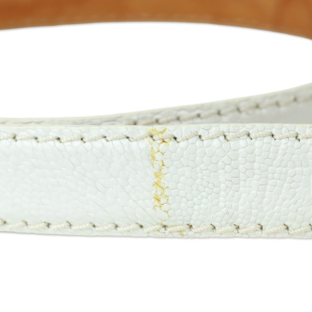 RH Milano White Crocodile Leather Belt with Wrapped Buckle
