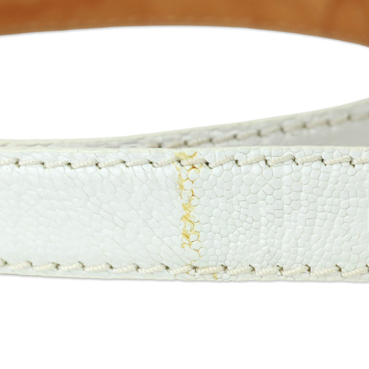 RH Milano White Crocodile Leather Belt with Wrapped Buckle