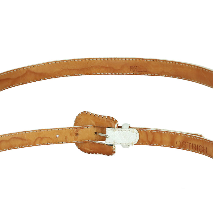 RH Milano White Crocodile Leather Belt with Wrapped Buckle