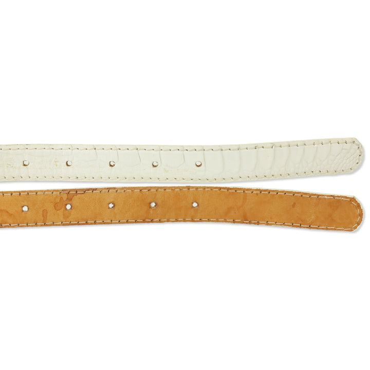 RH Milano White Crocodile Leather Belt with Wrapped Buckle