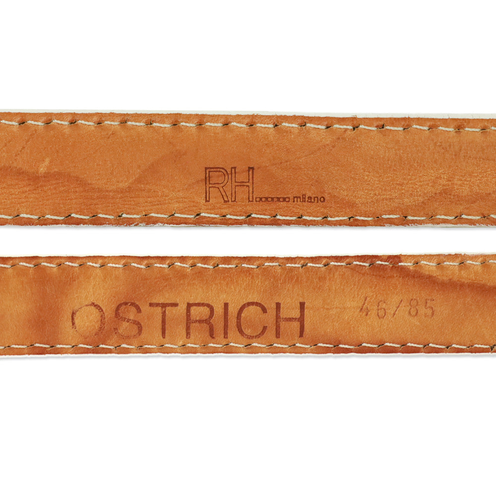 RH Milano White Crocodile Leather Belt with Wrapped Buckle