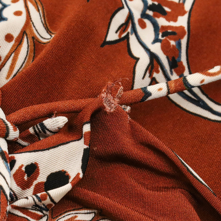 Rabanne Brown Paisley Print Stretch-jersey Cold-Shoulder Knotted Maxi Dress